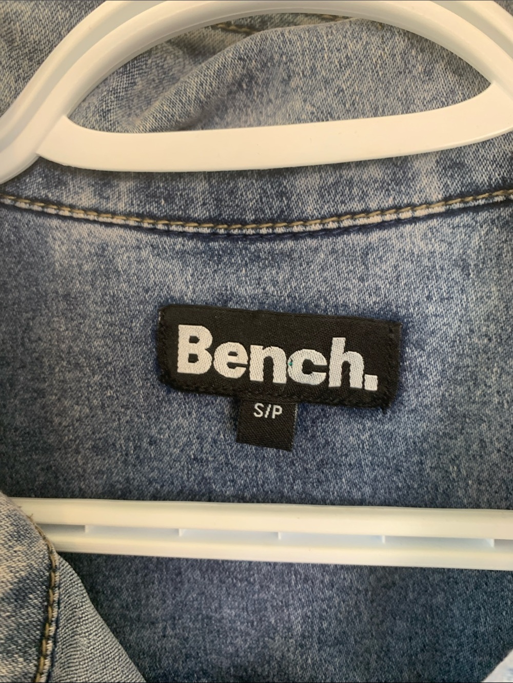 Bench Light Blue Denim Short-Sleeve Button-Up Mini Dress Stretch Pockets - Picture 6 of 14